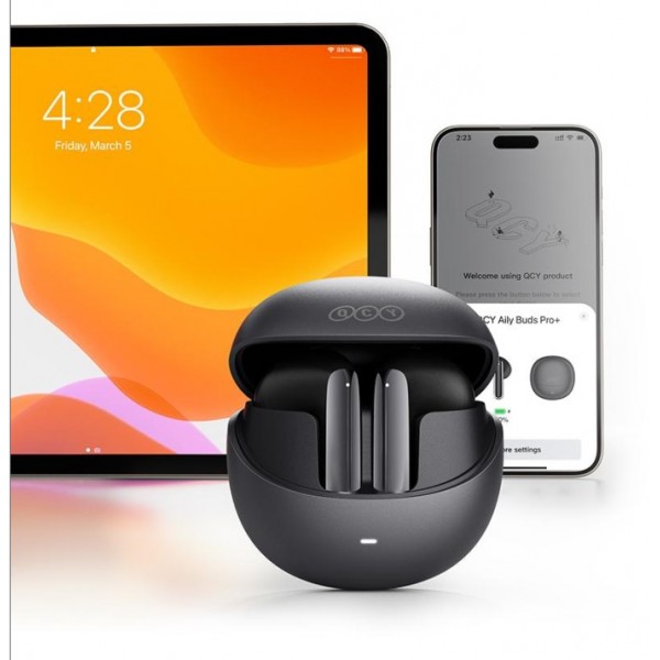 QCY AilyBuds Pro Semi-Ear ANC TWS Black 6 mic & A.I. Noise Cancel. LDAC Audio Ultra HD Multi-point - QCY