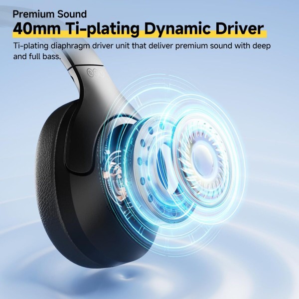 QCY H3 Lite Headset Black - ANC Noise Canceling 40mm drivers 68ms latency - 60h battery - Headphones