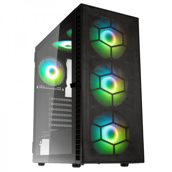 Kolink Observatory HF Plus Mesh ARGB PWM Midi Tower Case Black with 6x ARGB PWM Fans (5x140mm 1x120) - Pro GamersWare