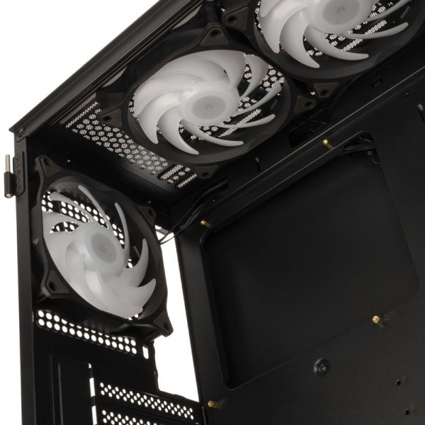 Kolink Observatory HF Plus Mesh ARGB PWM Midi Tower Case Black with 6x ARGB PWM Fans (5x140mm 1x120)