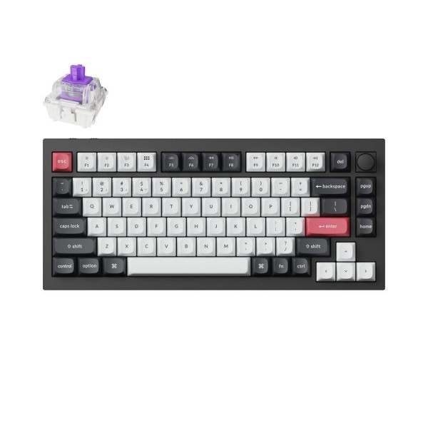 Keychron Q1 HE (Q1H-M1) QMK Wireless Custom Hall Effect Keyboard Purple Switch 75% US Layout - Keychron