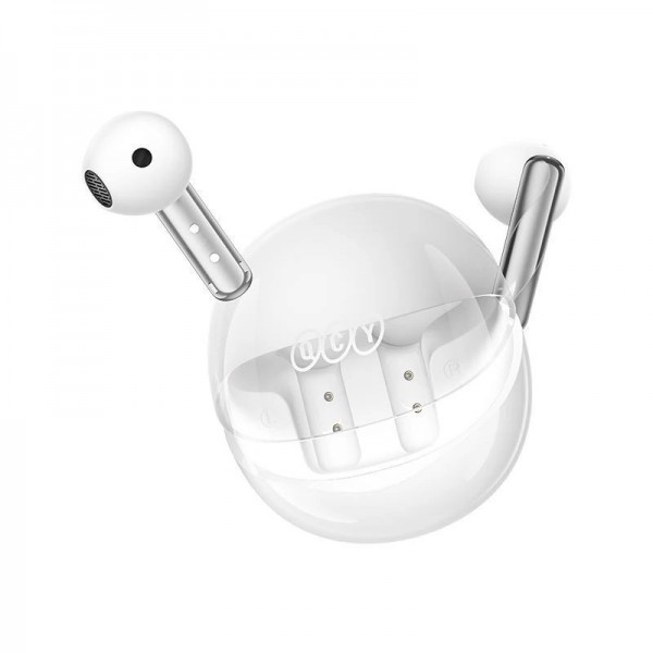 QCY Ailypods Clear White - Semi-Ear 13mm driver, wind cancel ENC for calls, NCVM & Air case TWS BT