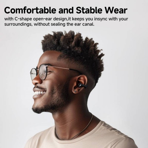 QCY Crossky C30 White Open Ear TPU Earclip, Bass Enhance Algo. BT 5.4 Dual Connection Earbuds 25h - QCY