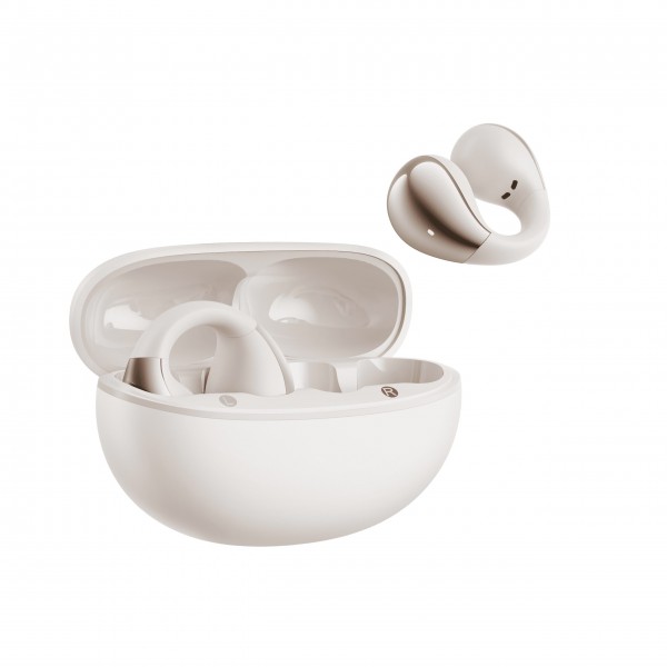 QCY Crossky C30 White Open Ear TPU Earclip, Bass Enhance Algo. BT 5.4 Dual Connection Earbuds 25h - QCY