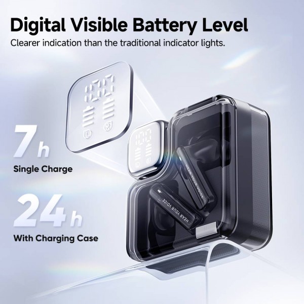 QCY Melobuds Neo Black - TWS BT Earbuds with LED Display, Dual Connection, Anti-air calls 7h - QCY
