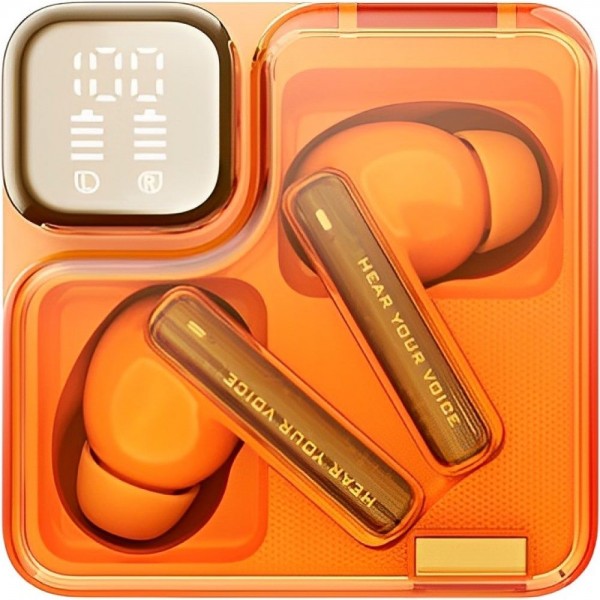 QCY Melobuds Neo Orange - TWS BT Earbuds with LED Display, Dual Connection, Anti-air calls 7h - QCY