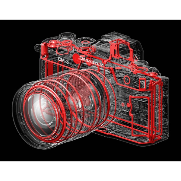 Olympus OM-System OM-3 kit silver, M.Zuiko Digital ED 12-45mm F4.0 PRO incl. Lens hood & Wrapping c - OM-D Camera