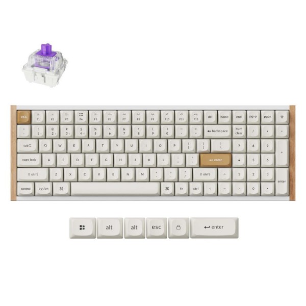 Keychron K4 HE (K4H-Q1) Special Wood Edition White Wireless Magnetic Hall Effect RGB Keyboard 96% US - Keychron