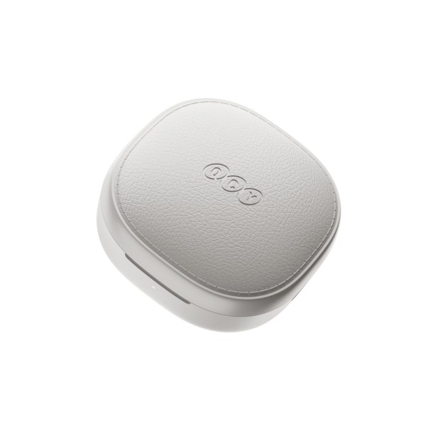 QCY Air White Semi-Ear TWS Earbuds, quad Mic ENC multi-point connection, leather grain case - QCY