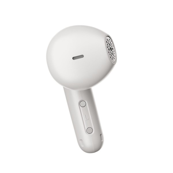 QCY Air White Semi-Ear TWS Earbuds, quad Mic ENC multi-point connection, leather grain case