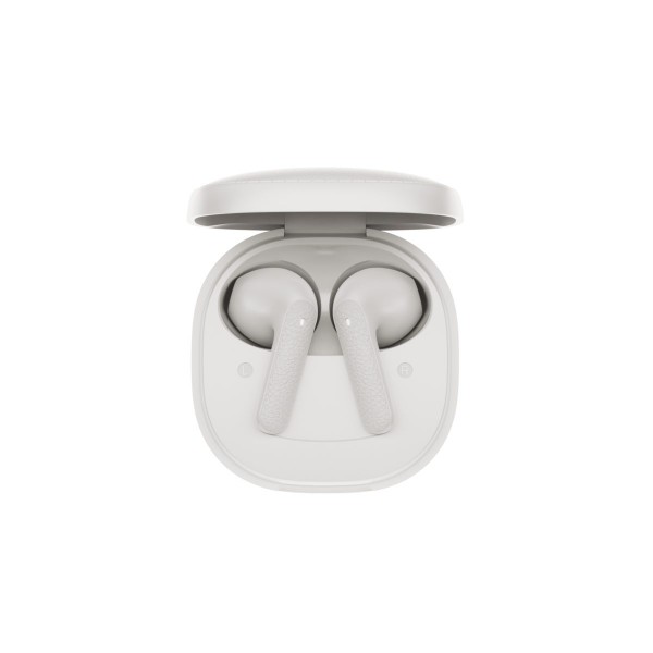 QCY Air White Semi-Ear TWS Earbuds, quad Mic ENC multi-point connection, leather grain case