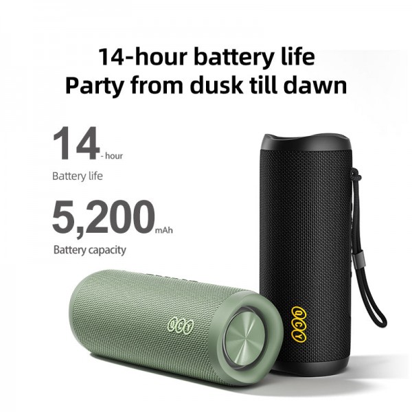 QCY SP7 Blue -  Portable Bluetooth Speaker w Stereo Sound 40W, Mic for Calls, RGB Light Show