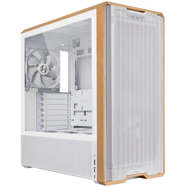 Lian Li LANCOOL 217 White - Wood Accent - ATX PC Case (5 FANS) 2 x 170mm, 1 x 140mm & 2 x 120mm PWM - Cases