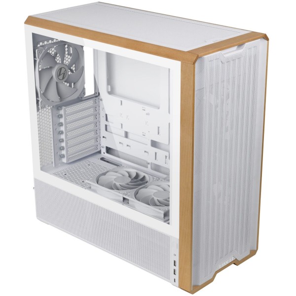 Lian Li LANCOOL 217 White - Wood Accent - ATX PC Case (5 FANS) 2 x 170mm, 1 x 140mm & 2 x 120mm PWM - Cases