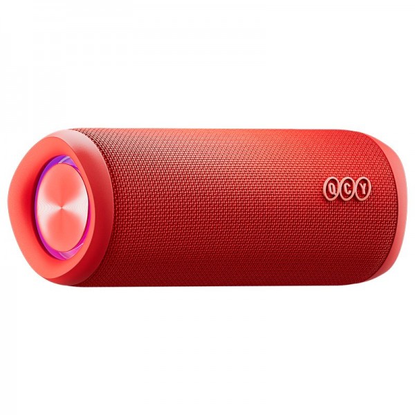 QCY SP7 Red -  Portable Bluetooth Speaker w Stereo Sound 40W, Mic for Calls, RGB Light Show - QCY
