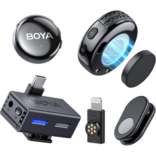 BOYALINK 3 - Type-C & 3,5mm AI-Powered Button Wireless Microphone 2 TX + 1 RX no Case - Microphone (Mobile)