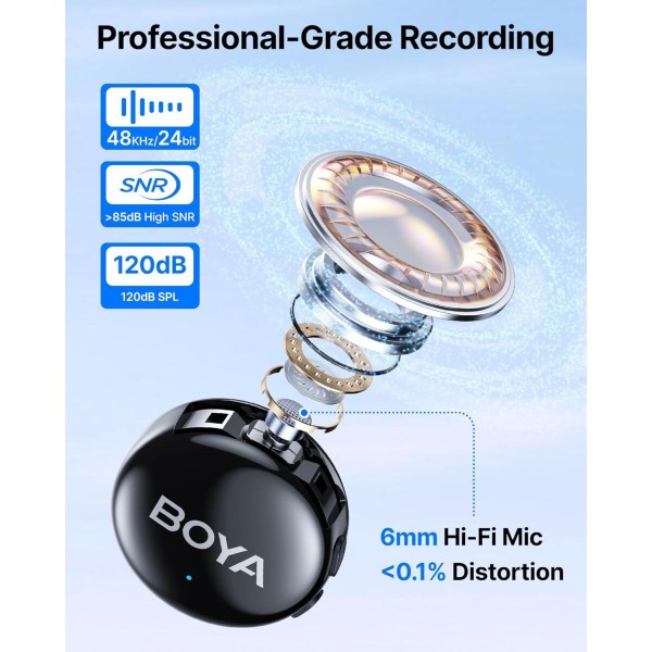 BOYALINK 3 - Type-C & 3,5mm AI-Powered Button Wireless Microphone 2 TX + 1 RX no Case