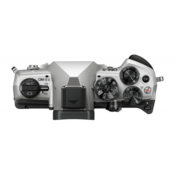 Olympus OM-5 II body silver, BLS-50 Battery, Eyecup, USB Connection Cable, Shoulder Strap