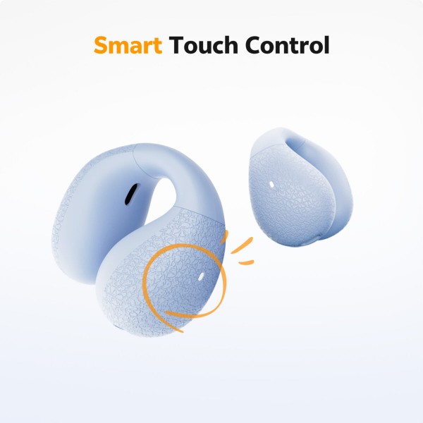 QCY Crossky C10 White Open Ear TPU Earclip, IPX5 Call Noise Reduction BT 5.4 Earbuds 30h