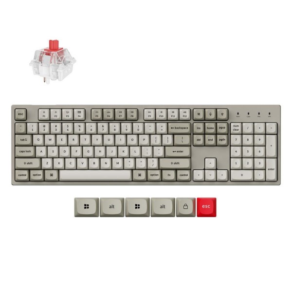 Keychron C2 Pro (C2PX-M1) QMK/VIA Mechanical Red Switch - 8K Polling Rate Hot Swap. 100% US Retro RG - Σύγκριση Προϊόντων