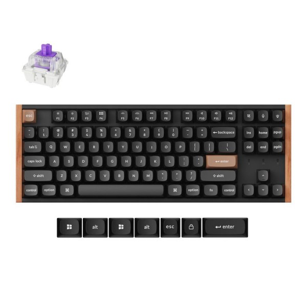 Keychron K8 HE (K8H-F1) Special Wood Edition Wireless Magnetic Hall Effect RGB Keyboard 80% US - Gaming Keyboard