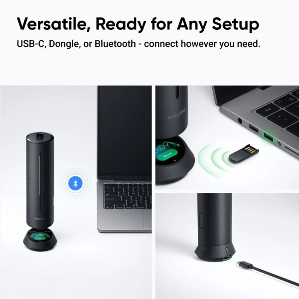 Insta360 Wave Graphite Black - AI Speakerphone for Meetings, Recordings, Podcasts, Live Streams