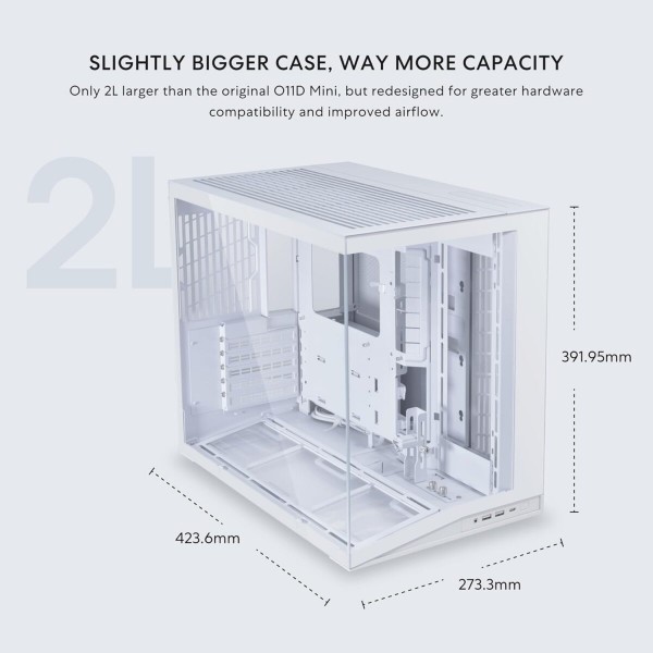 Lian Li O11D Mini V2 WHITE - ATX PC GAMING CASE - IMPROVED AIRFLOW - GPU SUPPORT BRACKET