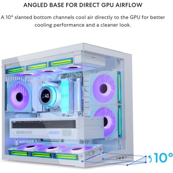 Lian Li O11D Mini V2 WHITE - ATX PC GAMING CASE - IMPROVED AIRFLOW - GPU SUPPORT BRACKET