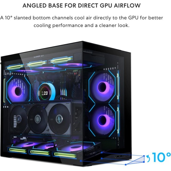 Lian Li O11D Mini V2 BLACK - ATX PC GAMING CASE - IMPROVED AIRFLOW - GPU SUPPORT BRACKET