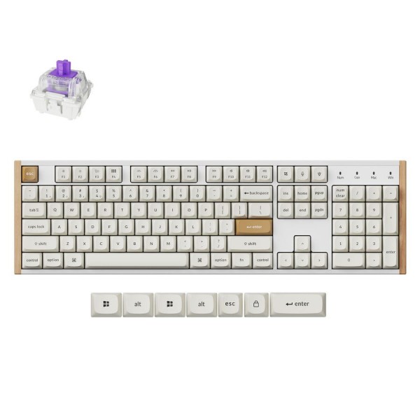 Keychron K10 HE (K10H-Q1) Special Wood Edition White Wireless Magnetic Hall Effect RGB 100% US - Gaming Keyboard