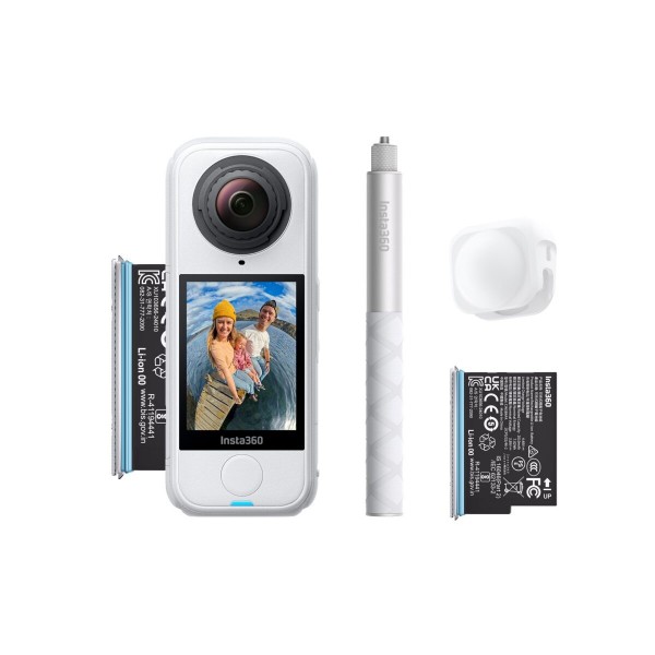 Insta360 X4 Air Starter Bundle White - Lightweight 8K 360 AI Act Cam Selfie stick,2xbattery,lens cap - Insta360