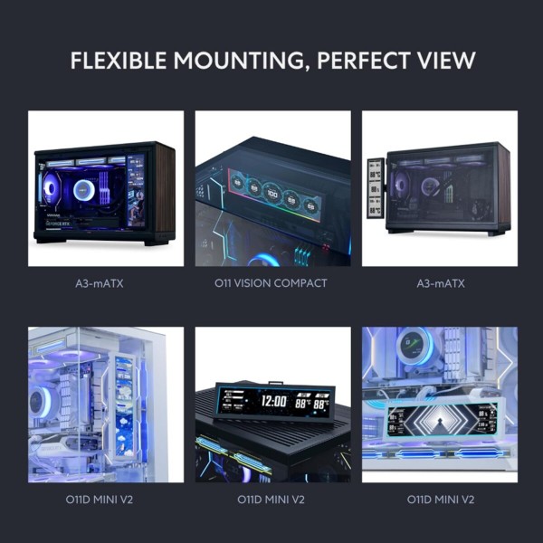 Lian Li 8.8" Universal Screen Black - For Any PC - ARGB Frame - Display Panel - LCD Mini Monitor - LIAN LI