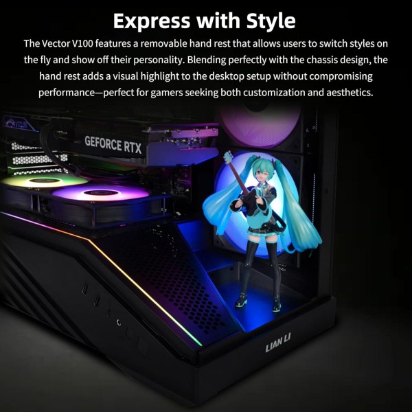 Lian Li Vector V100 White - 4 x 120mm ARGB - LED RGB Strip - Tempered Glass - ATX Case