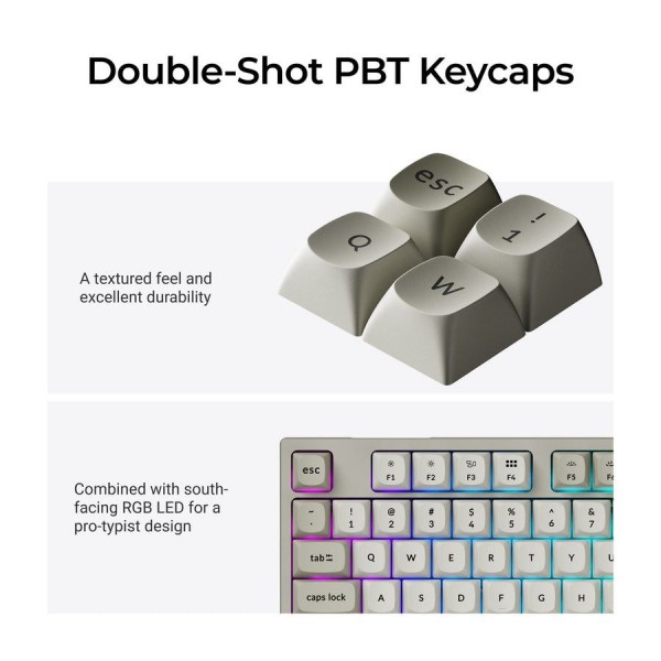 Keychron C1 Pro (C1PX-M3) QMK/VIA Mechanical Brown Sw. - 8K Polling Rate Hot Swap. 80% US Retro RGB
