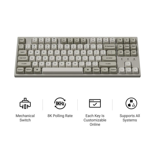 Keychron C1 Pro (C1PX-M1) QMK/VIA Mechanical Red Switch - 8K Polling Rate Hot Swap.80% US Retro RGB - Σύγκριση Προϊόντων