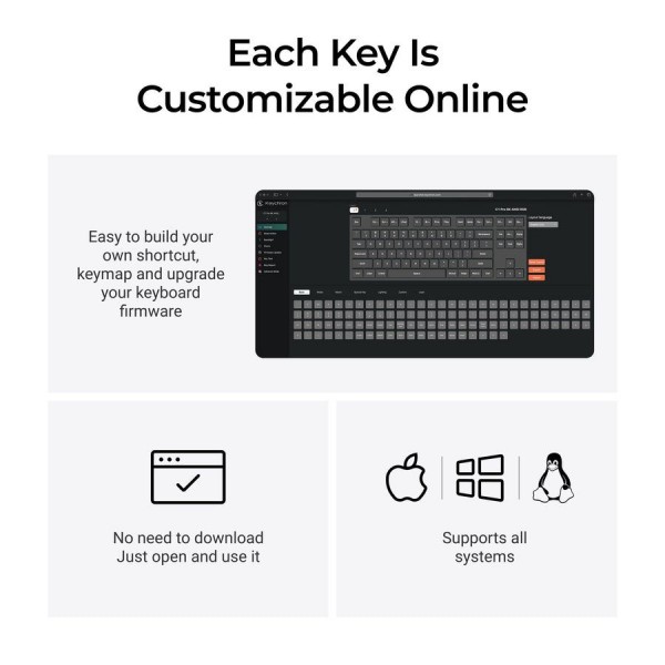 Keychron C1 Pro (C1PX-M3) QMK/VIA Mechanical Brown Sw. - 8K Polling Rate Hot Swap. 80% US Retro RGB