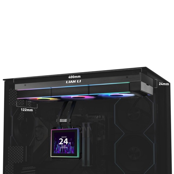 Lian Li Hydroshift II LCD-S 360CL Black - RGB AIO CPU Cooler - 3.4" Screen - 1851/1700, AM5/AM4