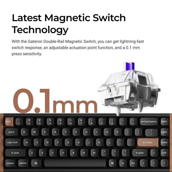 Keychron K6 HE (K6H-F1) Special Wood Edition Wireless Magnetic Hall Effect RGB Keyboard 65% US