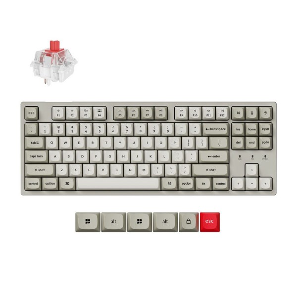 Keychron C1 Pro (C1PX-M1) QMK/VIA Mechanical Red Switch - 8K Polling Rate Hot Swap.80% US Retro RGB - Σύγκριση Προϊόντων