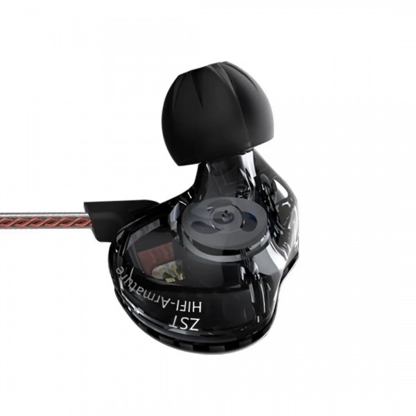 KZ ZST Black No Mic - IEM 3,5 In Ear Monitor Earphones, Dynamic Hybrid Dual Driver 1BA+1DD