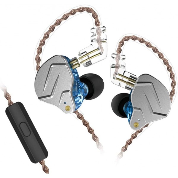 KZ ZSN PRO Blue Mic - IEM 3,5 In Ear Monitor Earphones, Dynamic Hybrid Dual Driver 1BA+1DD - 