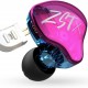 KZ ZST X Purple With Mic - IEM 3,5 In Ear Monitor Earphones, Dynamic Hybrid Dual Driver 1BA+1DD,  2x