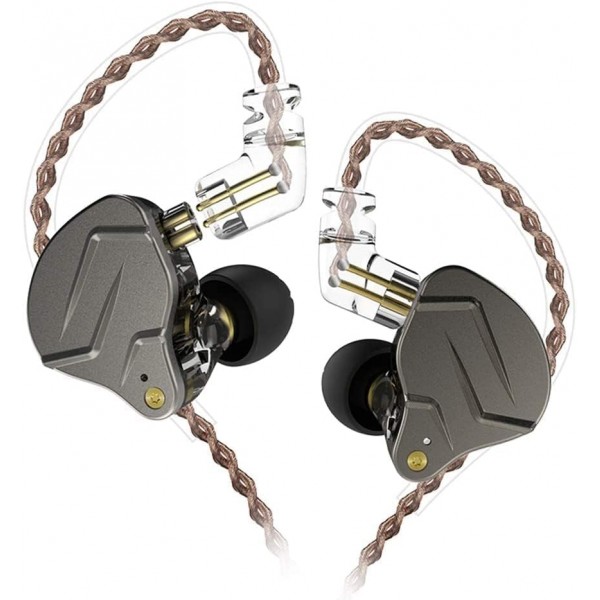 KZ ZSN PRO Grey No Mic - IEM 3,5 In Ear Monitor Earphones, Dynamic Hybrid Dual Driver 1BA+1DD - 