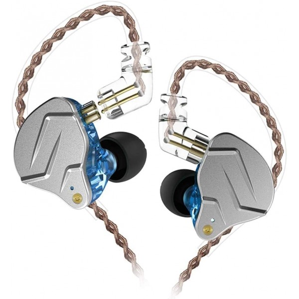 KZ ZSN PRO Blue No Mic - IEM 3,5 In Ear Monitor Earphones, Dynamic Hybrid Dual Driver 1BA+1DD - 