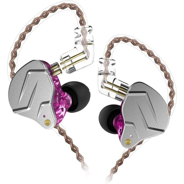 KZ ZSN PRO Purple No Mic - IEM 3,5 In Ear Monitor Earphones, Dynamic Hybrid Dual Driver 1BA+1DD - 