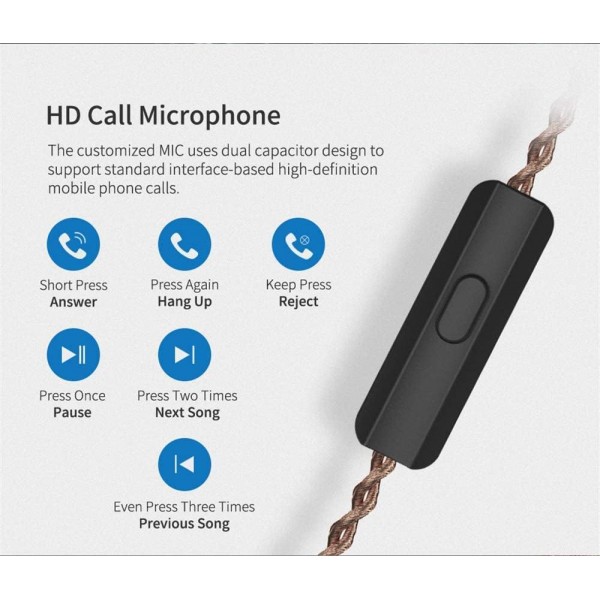 KZ ZSN PRO Purple Mic - IEM 3,5 In Ear Monitor Earphones, Dynamic Hybrid Dual Driver 1BA+1DD