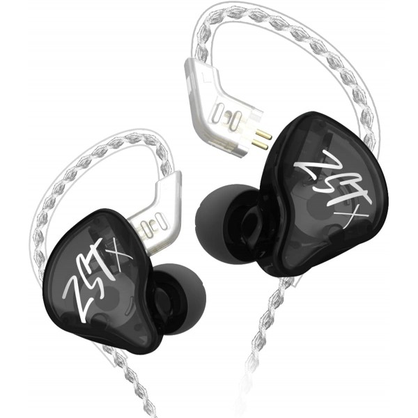 KZ ZST X Black No Mic - IEM 3,5 In Ear Monitor Earphones, Dynamic Hybrid Dual Driver 1BA+1DD,  2x ma - KZ
