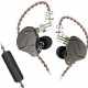 KZ ZSN PRO Grey  Mic - IEM 3,5 In Ear Monitor Earphones, Dynamic Hybrid Dual Driver 1BA+1DD