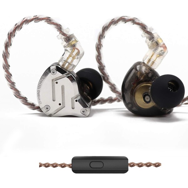 KZ ZS10 PRO Black With Mic - IEM 3,5 Musician In Ear Monitor Earphones, 4BA+1DD 5 Driver 10mm, metal - 