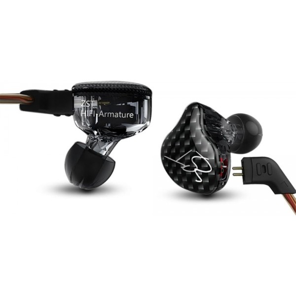 KZ ZST Black  With Mic - IEM 3,5 In Ear Monitor Earphones, Dynamic Hybrid Dual Driver 1BA+1DD - KZ
